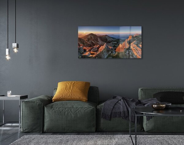 Quadro in vetro Tramonto sulle montagne 100x50 cm 2 appendini