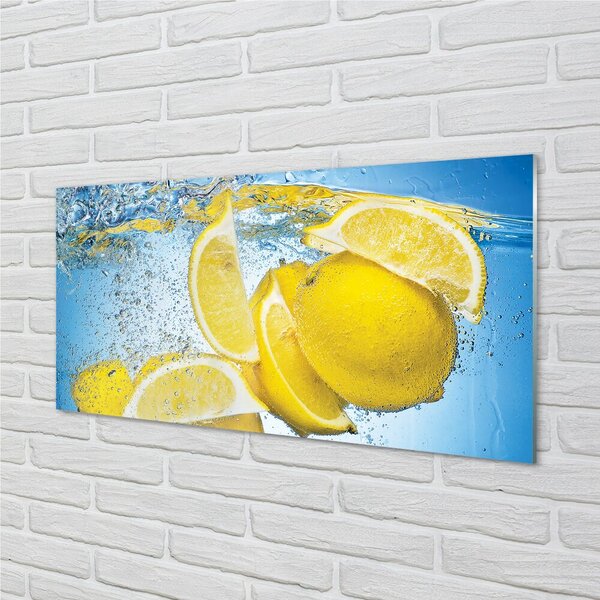 Quadro su vetro Limoni in acqua 100x50 cm 2 appendini