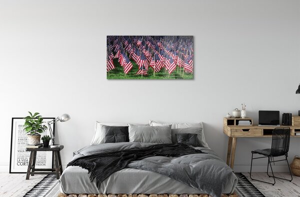 Quadro vetro Bandiere degli stati uniti 100x50 cm 2 appendini