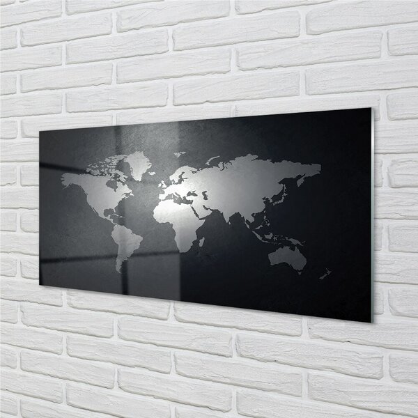 Quadro vetro Mappa bianca con sfondo nero 100x50 cm 2 appendini