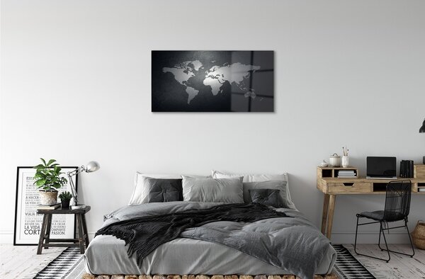 Quadro vetro Mappa bianca con sfondo nero 100x50 cm 2 appendini