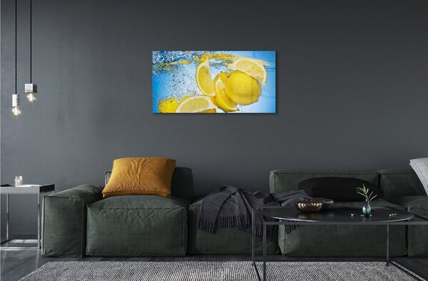 Quadro su vetro Limoni in acqua 100x50 cm 2 appendini