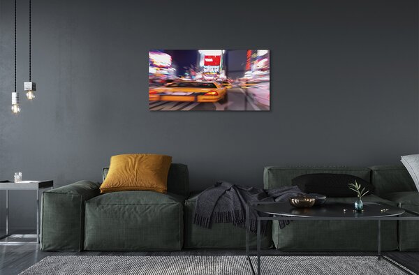 Quadro in vetro Luci della città dell'auto 100x50 cm 2 appendini