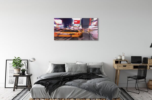 Quadro in vetro Luci della città dell'auto 100x50 cm 2 appendini