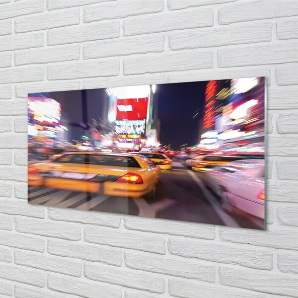 Quadro in vetro Luci della città dell'auto 100x50 cm 2 appendini
