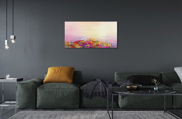 Quadro in vetro Immagine dei fiori del cielo 100x50 cm 2 appendini