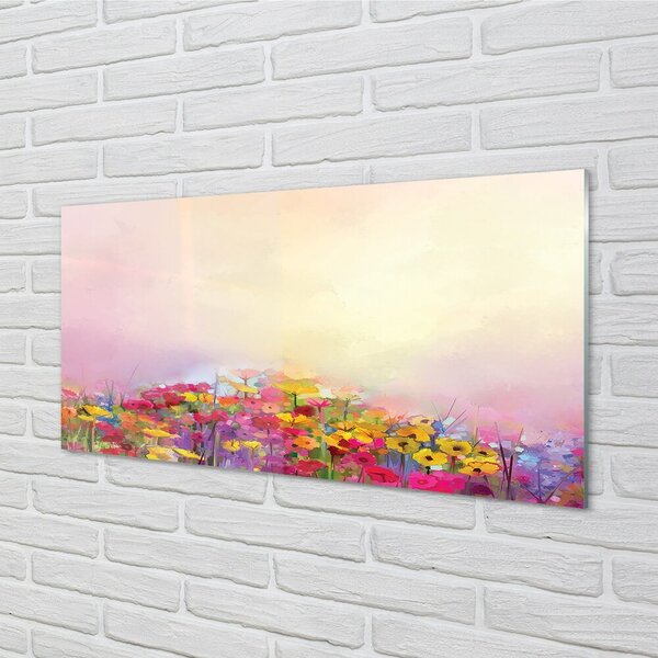 Quadro in vetro Immagine dei fiori del cielo 100x50 cm 2 appendini