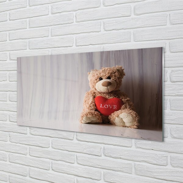 Quadro in vetro Cuore di orsetto 100x50 cm 2 appendini