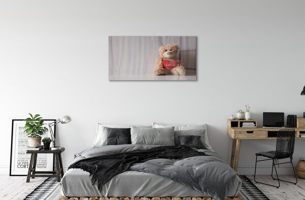Quadro in vetro Cuore di orsetto 100x50 cm 2 appendini