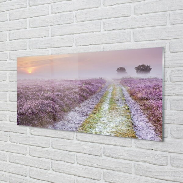 Quadro vetro Campo di heather 100x50 cm 2 appendini