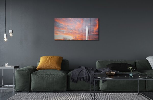Quadro in vetro Tramonto del cielo della scala 100x50 cm 2 appendini