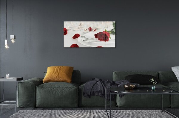 Quadro vetro Rose candele cena 100x50 cm 2 appendini