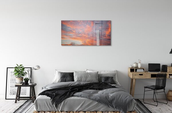 Quadro in vetro Tramonto del cielo della scala 100x50 cm 2 appendini