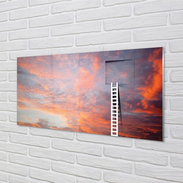 Quadro in vetro Tramonto del cielo della scala 100x50 cm 2 appendini