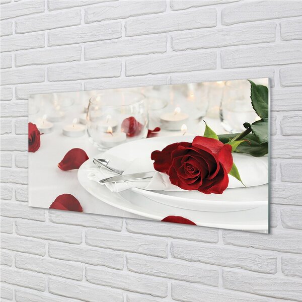 Quadro vetro Rose candele cena 100x50 cm 2 appendini