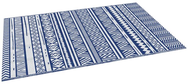Outsunny Tappeto per Esterno 182x274 cm Pieghevole e Reversibile, in Polipropilene Blu e Bianco