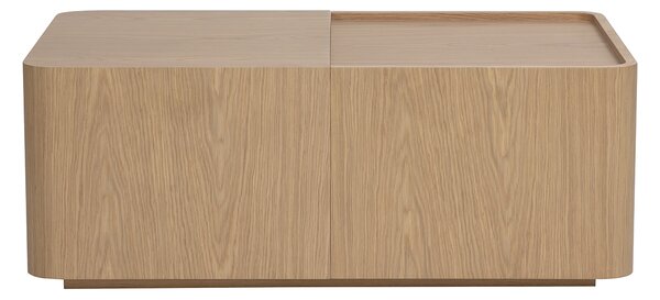 Tavolino rettangolare in legno chiaro rovere con contenitore L100 cm BELLY