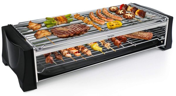 Griglia elettrica da tavolo - Potenza: 2200 W - Dimensioni: 21x55 cm - Colore: nero - Acciaio inossidabile