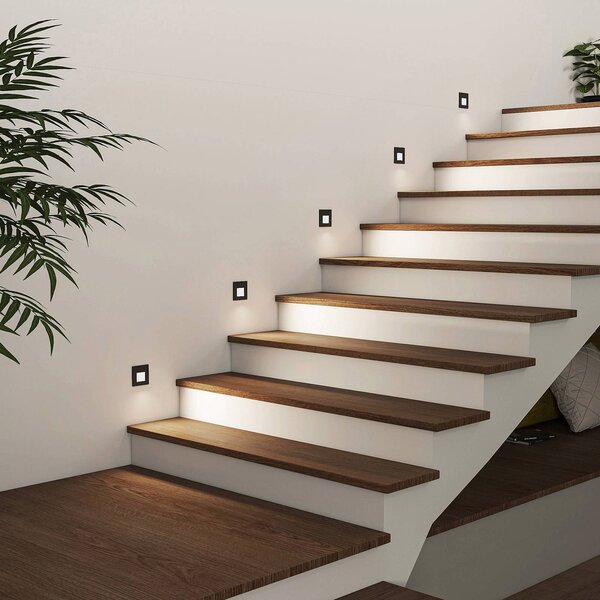 Arcchio Luci LED da incasso Vexi, 7,8 cm x cm, nero, CCT Vexi Arcchio, dimmerabile, Nero, Corridoio, Alluminio, Moderno, Faretto da incasso a parete