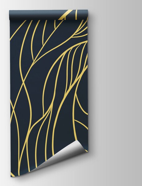 Carta da parati Design giallo e nero, Carta da parati lastrazione, Carta da parati popolare, t01047v1 - Tapeko.it