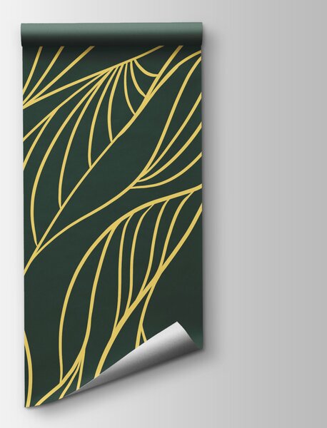 Carta da parati Design giallo e verde, Carta da parati lastrazione, Carta da parati popolare, t01047 - Tapeko.it