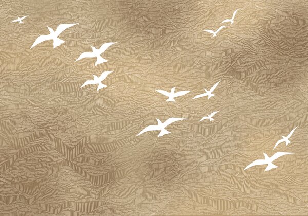 Carta da parati Gruppo di uccelli che volano nel cielo, Carta da parati Natura, Carta da parati popolare, t01092 - Tapeko.it