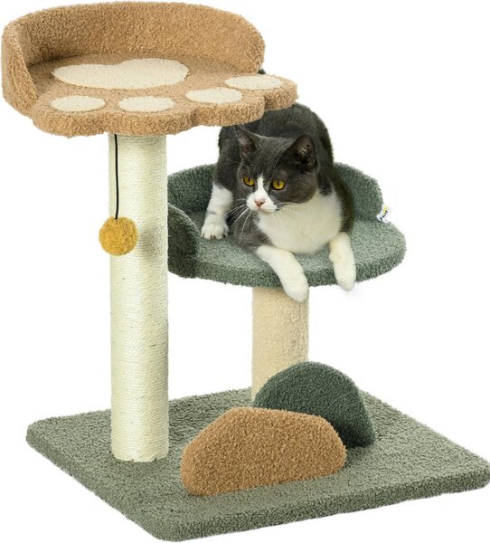 AllMyPets Albero Tiragraffi per Gatti con 2 Lettini, Pallina e Rivestimento in Velluto, 43x39x52cm - AMP-D301081A