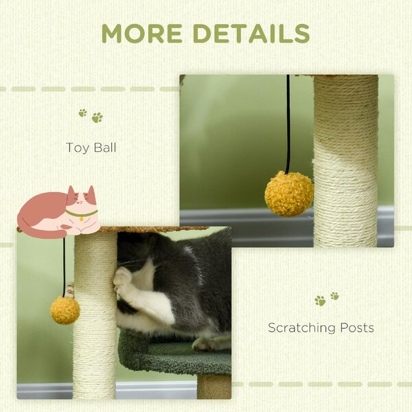 AllMyPets Albero Tiragraffi per Gatti con 2 Lettini, Pallina e Rivestimento in Velluto, 43x39x52cm - AMP-D301081A