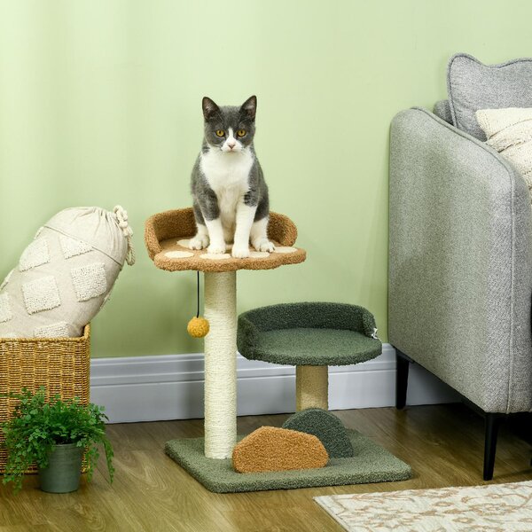 AllMyPets Albero Tiragraffi per Gatti con 2 Lettini, Pallina e Rivestimento in Velluto, 43x39x52cm - AMP-D301081A