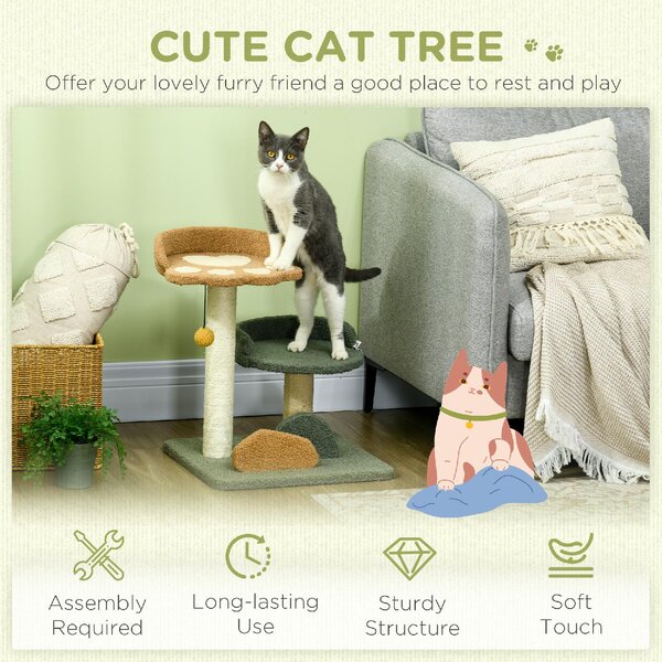AllMyPets Albero Tiragraffi per Gatti con 2 Lettini, Pallina e Rivestimento in Velluto, 43x39x52cm - AMP-D301081A