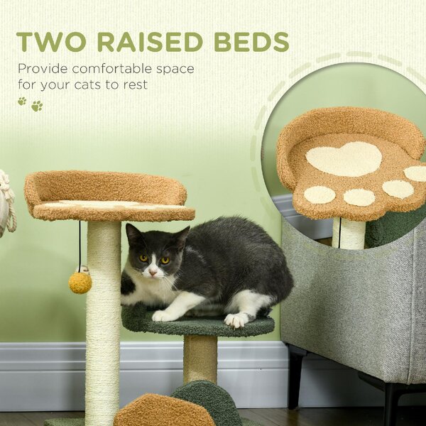 AllMyPets Albero Tiragraffi per Gatti con 2 Lettini, Pallina e Rivestimento in Velluto, 43x39x52cm - AMP-D301081A