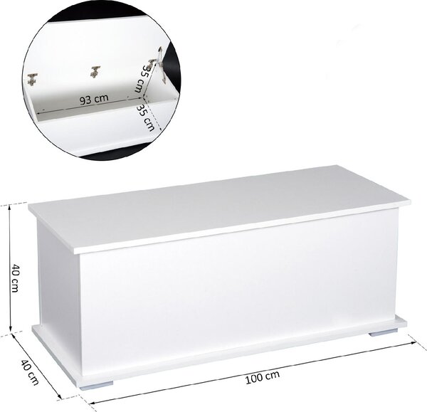 DecHome Cassapanca Panca Contenitore Dimensioni 100x40x40 cm colore Bianco
