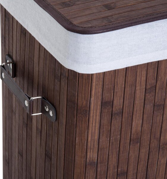 DecHome Cesto Portabiancheria in Bamb con Coperchio e Fodera Rimovibile 40x30x60 cm colore Marrone - 017BN8