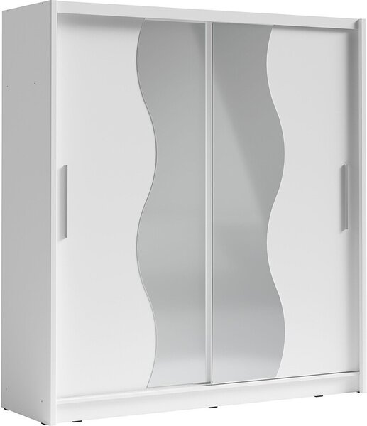 Armadio 2 porte scorrevoli con specchio 205 cm - bianco - Collezione BAHIA