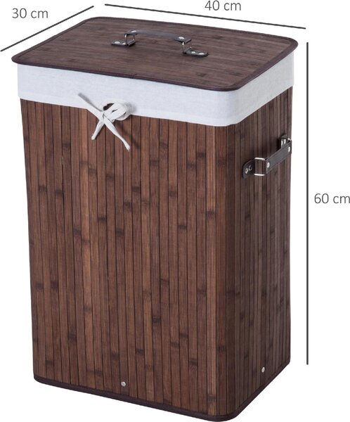 DecHome Cesto Portabiancheria in Bamb con Coperchio e Fodera Rimovibile 40x30x60 cm colore Marrone - 017BN8