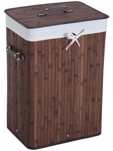 DecHome Cesto Portabiancheria in Bamb con Coperchio e Fodera Rimovibile 40x30x60 cm colore Marrone - 017BN8