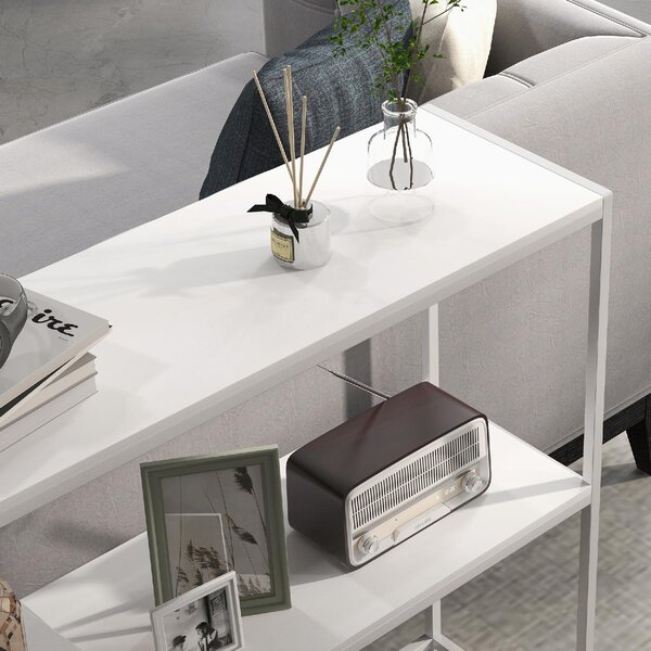 DecHome Consolle Ingresso Design Moderno con Ripiano Aperto Struttura in Acciaio Dimensioni 100x30x87 cm colore Bianco