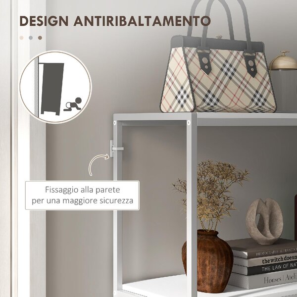 DecHome Consolle Ingresso Design Moderno con Ripiano Aperto Struttura in Acciaio Dimensioni 100x30x87 cm colore Bianco