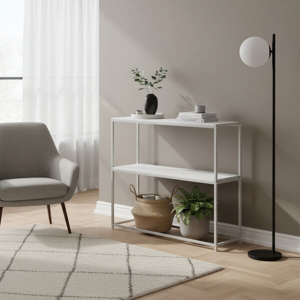 DecHome Consolle Ingresso Design Moderno con Ripiano Aperto Struttura in Acciaio Dimensioni 100x30x87 cm colore Bianco