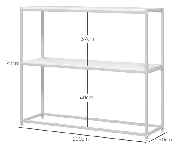 DecHome Consolle Ingresso Design Moderno con Ripiano Aperto Struttura in Acciaio Dimensioni 100x30x87 cm colore Bianco
