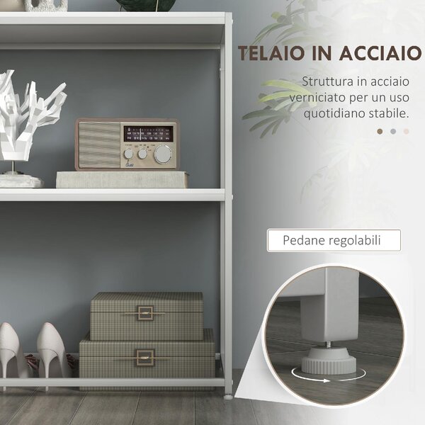 DecHome Consolle Ingresso Design Moderno con Ripiano Aperto Struttura in Acciaio Dimensioni 100x30x87 cm colore Bianco