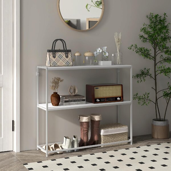 DecHome Consolle Ingresso Design Moderno con Ripiano Aperto Struttura in Acciaio Dimensioni 100x30x87 cm colore Bianco