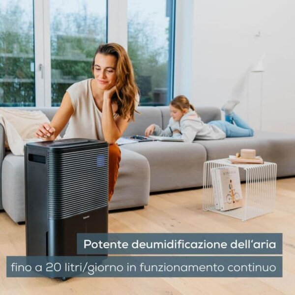 Beurer Deumidificatore Portatile per la casa muffa 20 Litri in 24 Ore Tanica 4 Litri con Timer colore Nero - LE 250