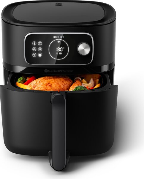 Philips Friggitrice ad Aria Capacit 8.3 Litri Potenza 2200 Watt con Rapid CombiAir e Wifi colore Nero - HD9876/90 7000 Series