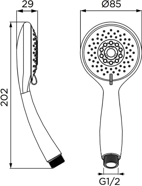 Idro Bric Doccetta da bagno 85 mm 3 Funzioni Corpo in plastica ABS Cromato lucido - 0194CR Mali