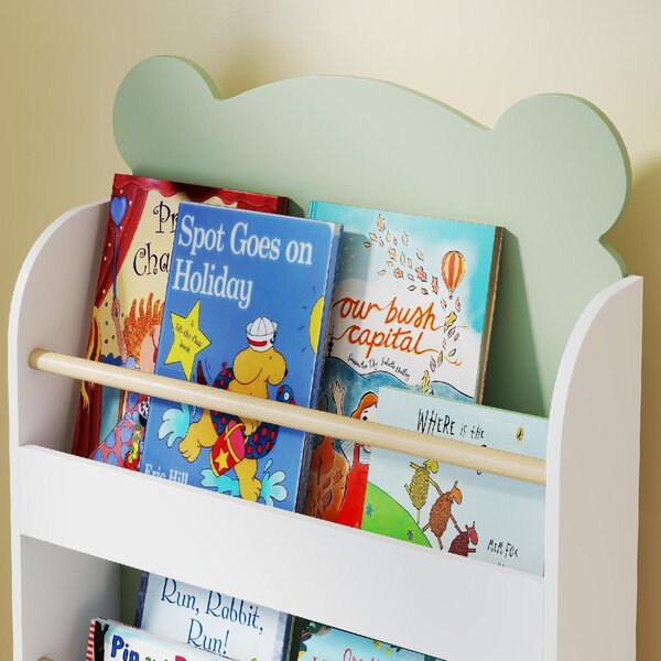 DecHome Libreria per Bambini con 3 Ripiani a Forma di Orsetto con Barriere Frontali 55x15x110 cm colore Verde