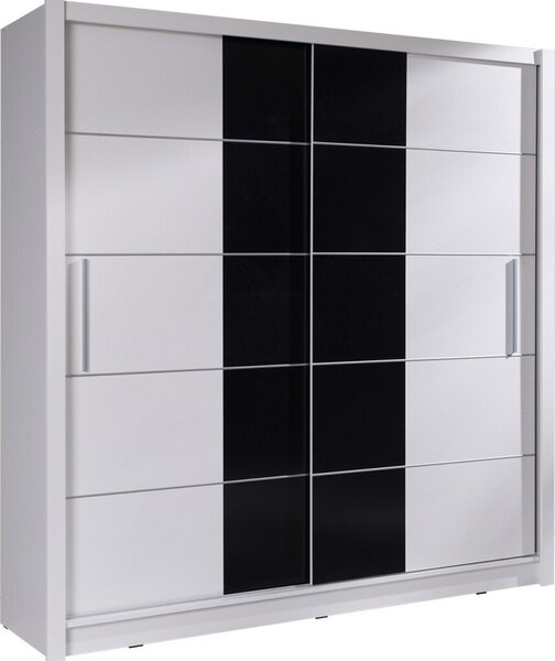 Armadio 2 porte scorrevoli - bianco e nero - Collezione BRESCIA