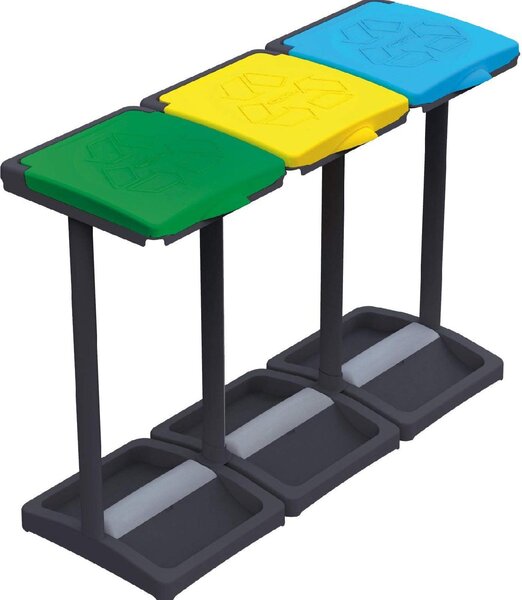 Mongardi Pattumiera Per raccolta differenziata 3 coperchi con struttura Sacchetti massimo 110 litri - 7416c99