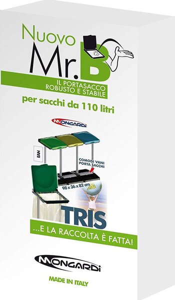 Mongardi Pattumiera Per raccolta differenziata 3 coperchi con struttura Sacchetti massimo 110 litri - 7416c99