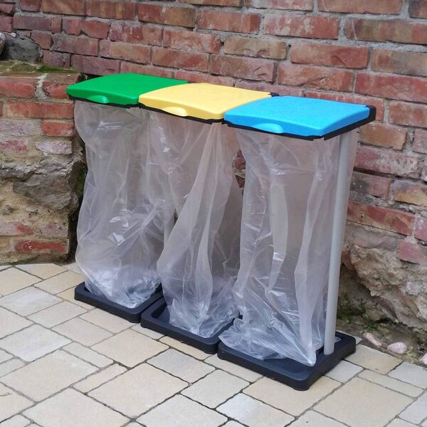 Mongardi Pattumiera Per raccolta differenziata 3 coperchi con struttura Sacchetti massimo 110 litri - 7416c99